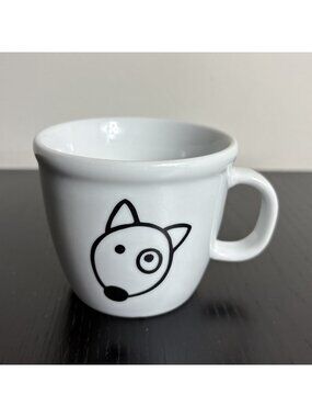 BODUM White Porcelain Small 3" Coffee Mug with Black Dog